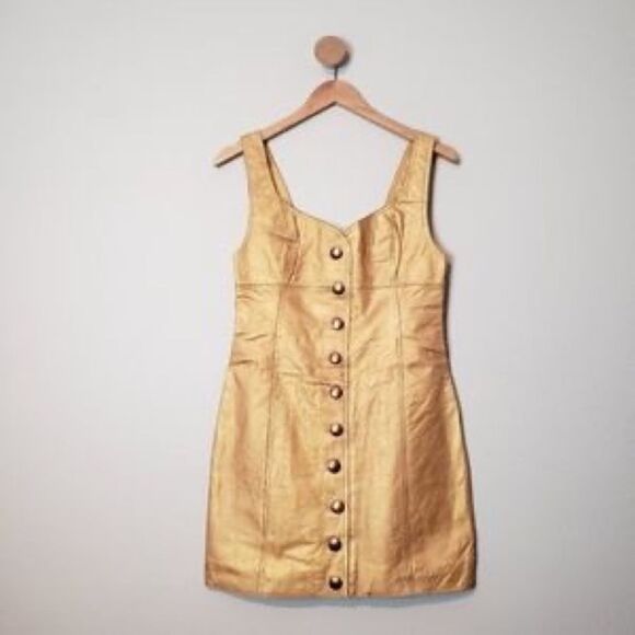 Free People Goldie Leather Button Mini Dress size 6 NWT - Picture 4 of 8
